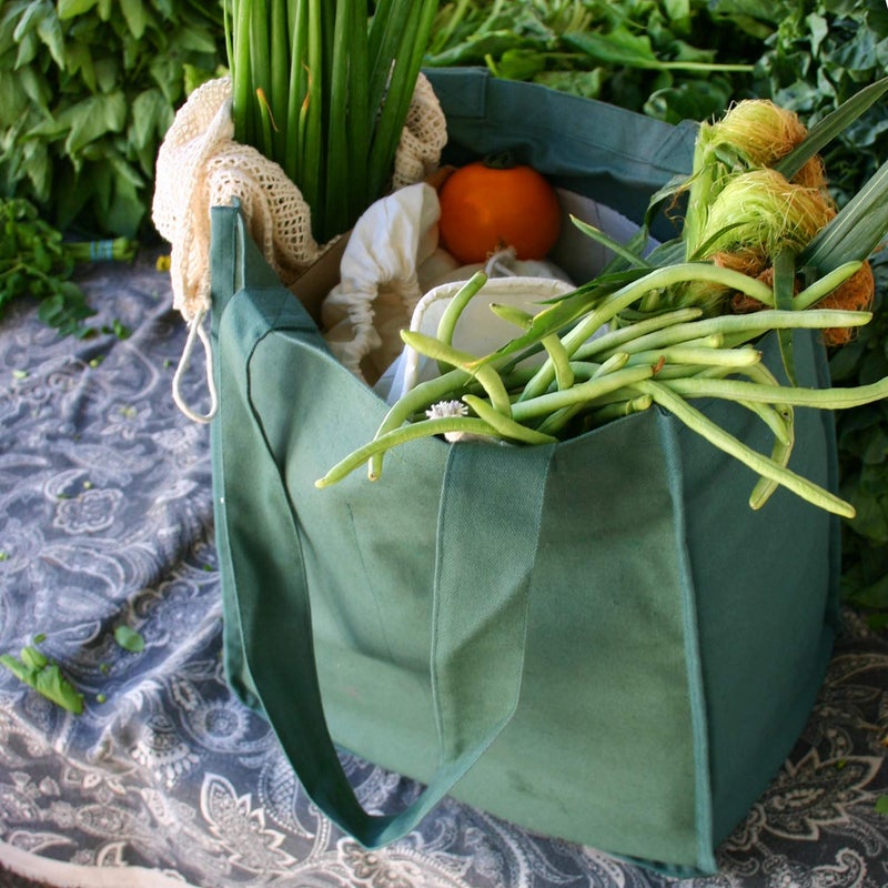 Simple Ecology Organic Cotton Deluxe Reusable Grocery Shopping Bag with Bottle Sleeves and Rigid Bottom Support (UPDATED DESIGN) - Natural 3 Pack - Image 5